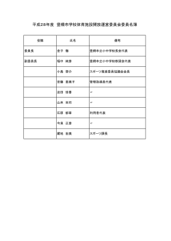 平成28年度 豊橋市学校体育施設開放運営委員会委員名簿