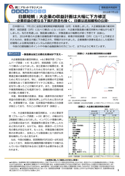 銀短観：  企業の収益計画は  幅に下  修正