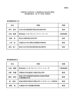 資料2 氏名 所属 役職 氏名 所属 役職 大滝 義博 株式会社バイオ