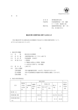 親会社等の決算内容に関するお知らせ