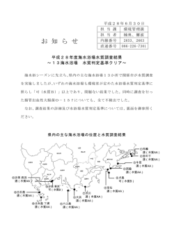 平成28年度海水浴場の水質調査結果