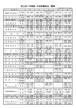 松江赤十字病院 外来診療担当一覧表