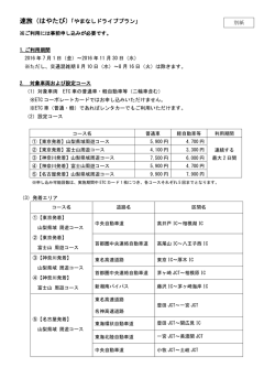 速旅（はやたび）「やまなしドライブプラン」