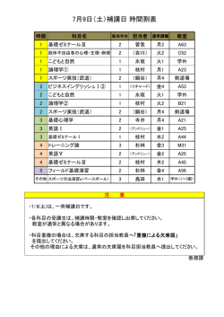 一斉補講日の時間割は添付ファイルを確認してください。