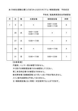 予約名：福島商業高校合同練習会 月 日 曜 主競技場 補助競技場 時間 7