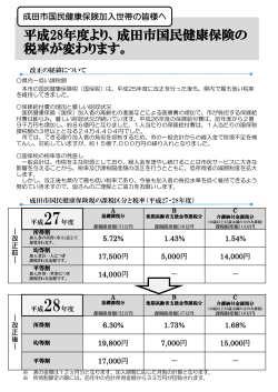 平成28年度より、成田市国民健康保険の 税率が変わります。