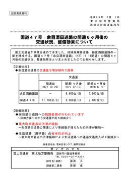 国道47号 余目酒田道路の開通6ヶ月後の 交通状況