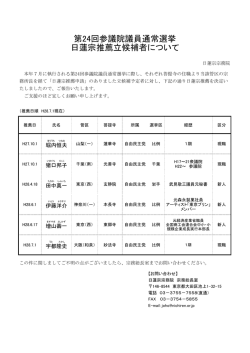 第24回参議院議員通常選挙 日蓮宗推薦立候補者について