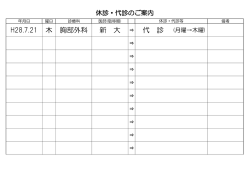 H28.7.21 木 胸部外科 新 大 &rArr;