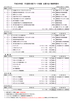 平成28年度 7月湿原の風アリーナ釧路 主要大会・事業等案内