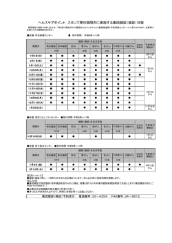 ヘルスケアポイント スタンプ押印期間内に実施する集団健診（検診）日程