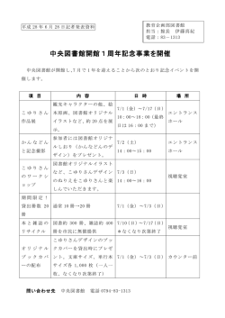 中央図書館開館1周年記念事業を開催