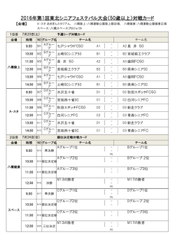 2016年第1回東北シニアフェステバル大会（50歳以上）対戦カード