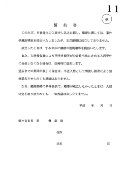 誓約書の例（離婚調停中の場合）