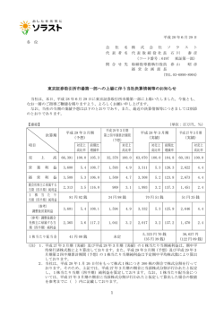 東京証券取引所市場第一部への上場に伴う当社決算情報等のお知らせ