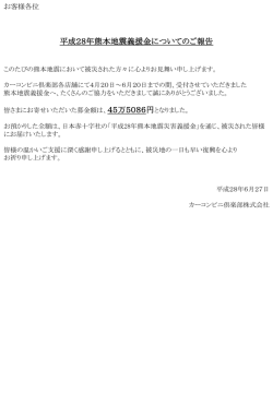 平成28年熊本地震義援金についてのご報告
