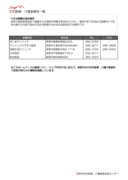 診療所名 所在地 TEL FAX ましまクリニック 長野市真島町真島2209