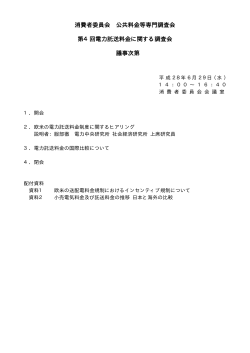 消費者委員会 公共料金等専門調査会 第4回電力託送料金に関する調査