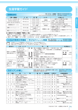 各種お知らせ 生涯学習ガイド じょうほう館 各種相談 トピックス