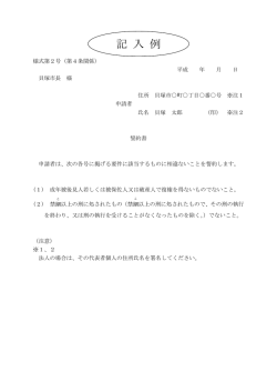 誓約書 （記入例）（PDF：70.9KB）