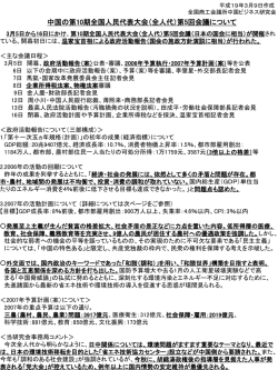 中国の第10期全国人民代表大会（全人代）