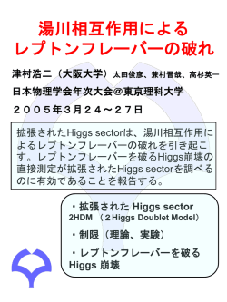 制限（理論、実験） ・レプトンフレーバーを破る Higgs 崩壊