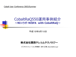 Cobalt User Conference 2003/Summer