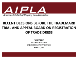 George Lewis - Recent Decisions Before the TTAB