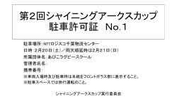 第2回シャイニングアークスカップ 駐車許可証 No.1 駐車場所：NTT