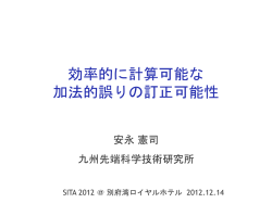 効率的に計算可能な 加法的誤りの訂正可能性 安永 憲司 九州先端科学