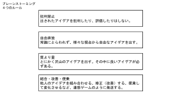 ブレーンストーミング 4つのルール 批判禁止 出されたアイデアを批判し