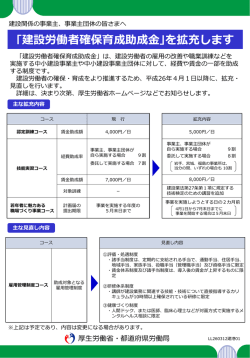 ｢建設労働者確保育成助成金｣を拡充します