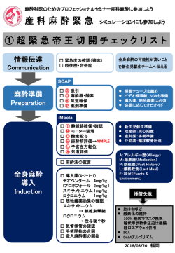 iMoela SOAP ① 超 緊 急 帝 王 切 開 チ ェ ッ ク リ ス ト 麻酔科医のため