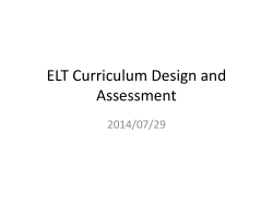 ELT Curriculum Design and Assessment