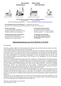 Gottesdienstordnung für Hohenlinden Juli 2016