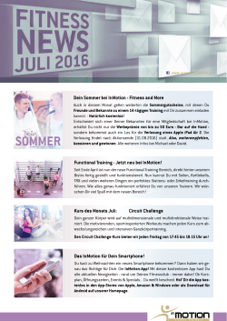 Page 1 SOMMER I. MTUN - FITNESSARL RE Dein Sommer bei
