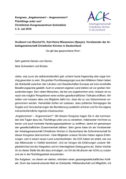 Gru&szlig;wort von Bischof Karl-Heinz Wiesemann im Wortlaut