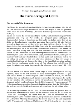 DE-Kurs für die Oberen 2016. Die Barmherzigkeit Gottes