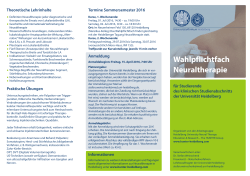 Wahlpflichtfach Neuraltherapie - UniversitätsKlinikum Heidelberg