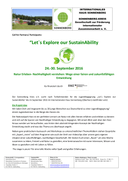 Let`s Explore our SustainAbility - Internationales Haus Sonnenberg