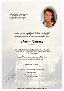 Herta Sepers - Bestattung Sterzl