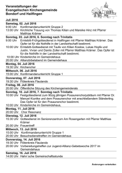 Juli 2016 - Evangelische Kirchengemeinde Bondorf