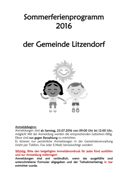 Sommerferienprogramm 2016 der Gemeinde Litzendorf