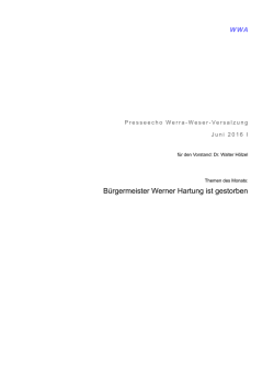 Bürgermeister Werner Hartung ist gestorben