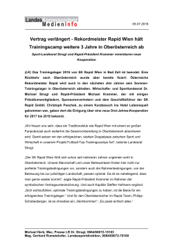 Vertrag verlängert - Rekordmeister Rapid Wien hält Trainingscamp