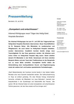 Pressemitteilung - Heilig Geist Hospital Bensheim