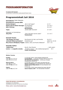 Schmidt TIVOLI Programm Juli 2016