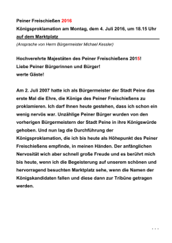 Rede von Bürgermeister Kessler anlässlich der