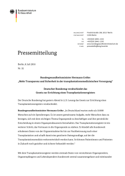 Pressemitteilung: Bundesgesundheitsminister Hermann