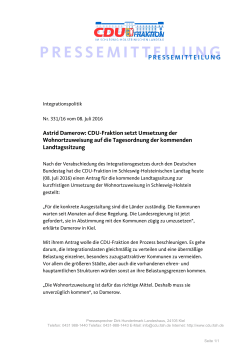 Astrid Damerow: CDU-Fraktion setzt Umsetzung der